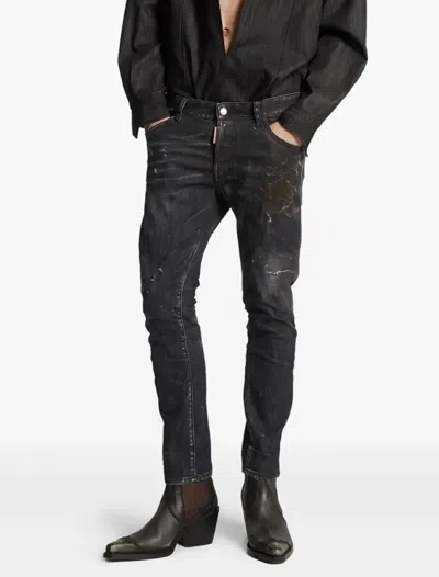 Dsquared2 Dsquared Black Stretch Denim Skater Jeans In Black