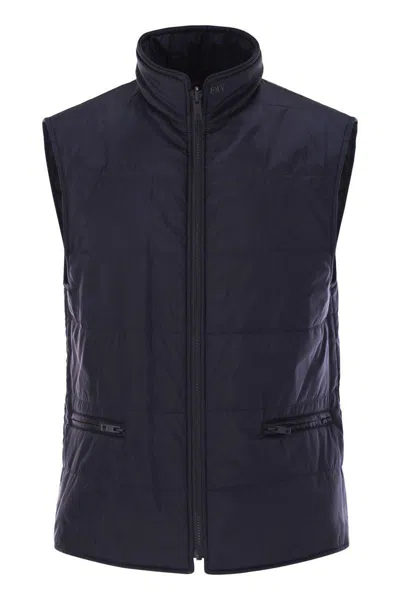 Fay Double Coat With Removable Inner Waistcoat In Blue