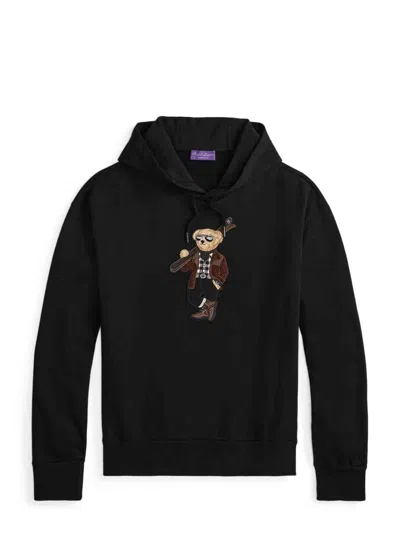 Ralph Lauren Polo Bear Cotton-cashmere Fleece Hoodie In Black