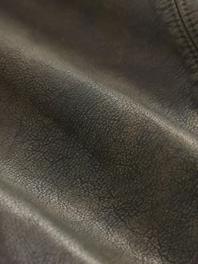 Rrl Distressed Leather Button-up Jacket In Gray