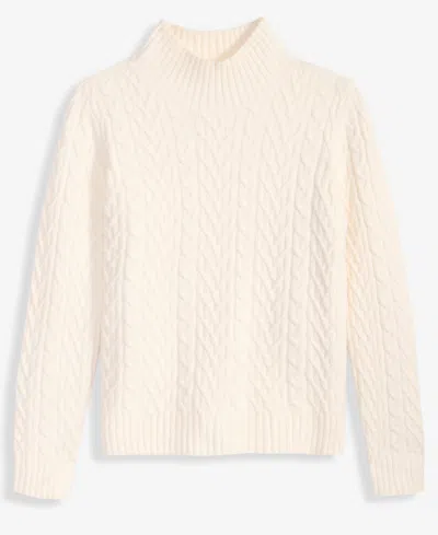 On 34th Women's Mock-neck Cable-knit Pullover Sweater, Created For Macy's In White