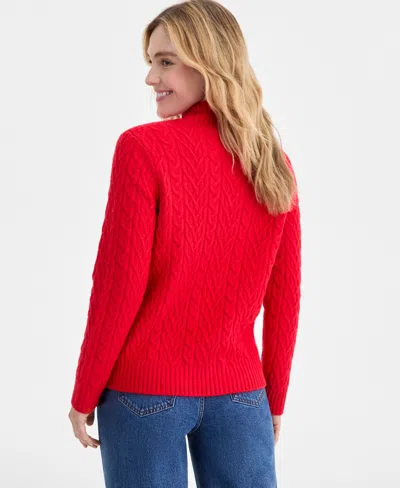 On 34th Women's Mock-neck Cable-knit Pullover Sweater, Created For Macy's In Pink