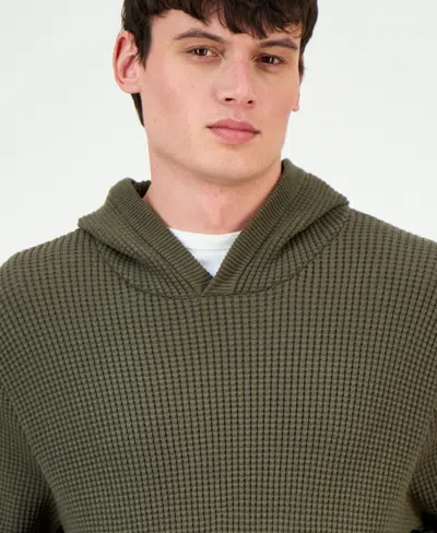 Sun + Stone Men's Waffle-knit Pullover Hoodie, Exclusively At Macy's In Green
