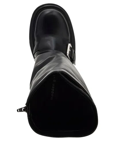 Madden Girl Women's Restore Knee-high Slouchy Lug-sole Moto Boots In Black
