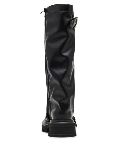 Madden Girl Women's Restore Knee-high Slouchy Lug-sole Moto Boots In Black