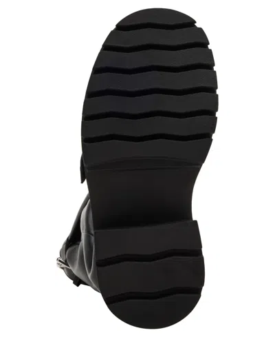 Madden Girl Women's Restore Knee-high Slouchy Lug-sole Moto Boots In Black