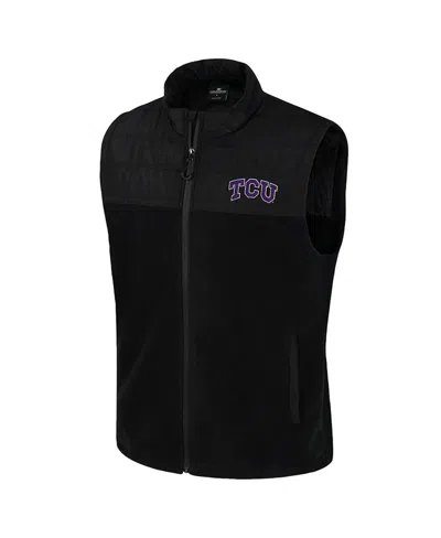 Colosseum Men's Black Tcu Horned Frogs Block The Sun Full-zip Vest In Black