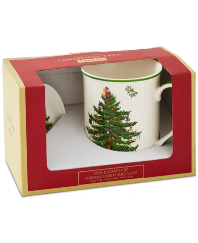 Spode Christmas Tree Mug & Coaster Set In Multi