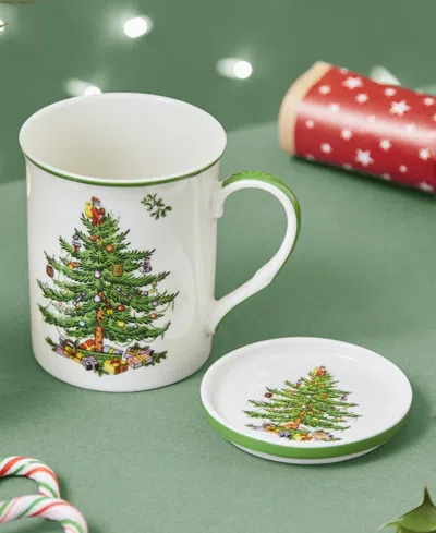 Spode Christmas Tree Mug & Coaster Set In Multi