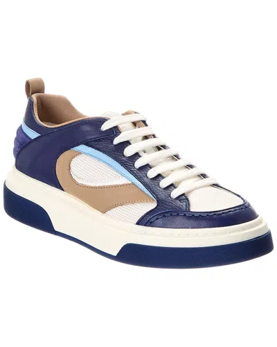 Ferragamo Cassina Suede Sneaker In Blue