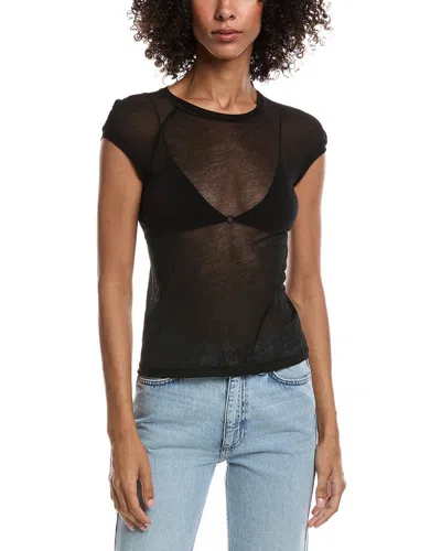 Helmut Lang Twisted Crop Sheer Top In Black