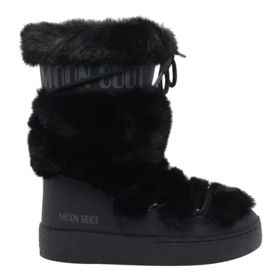Moon Boot Boot "ltrack High Faux-fur" In Black