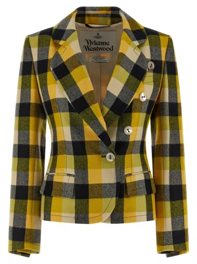 Vivienne Westwood Georgia Jacket Check Wool Pixel-check 44 Women In Yellow