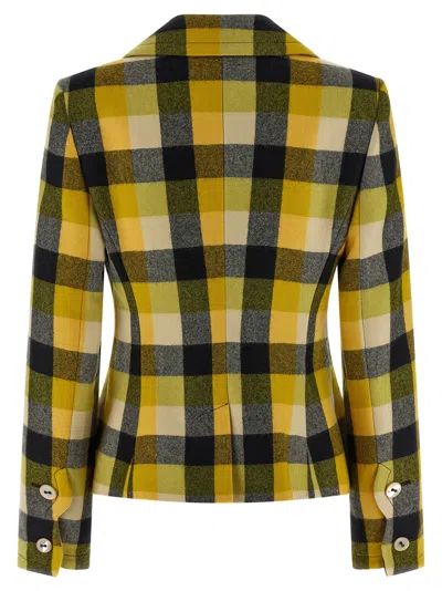 Vivienne Westwood Georgia Jacket Check Wool Pixel-check 44 Women In Yellow
