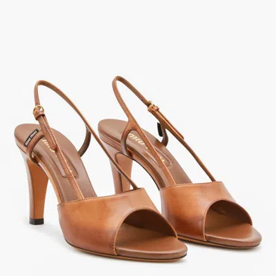 Miu Miu 85mm Sling-back Leather Sandals In Brown