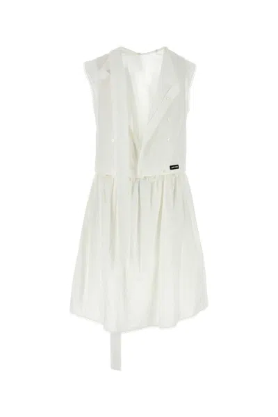 Miu Miu White Poplin Dress In White