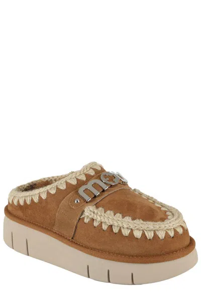 Mou Bounce Sheepskin Clog Cognac Color In Brown