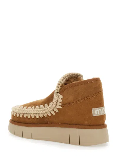 Mou Eskimo Brown Slip-on Boots With Rear Logo In Suede Woman