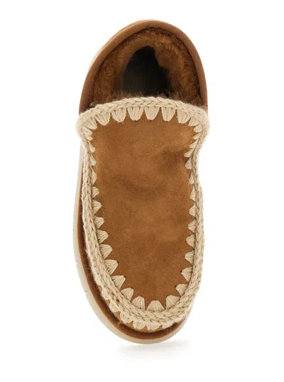 Mou Eskimo Brown Slip-on Boots With Rear Logo In Suede Woman