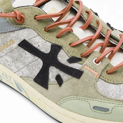 Premiata Suede Sneakers With Perforated Design And Contrast Tab In White