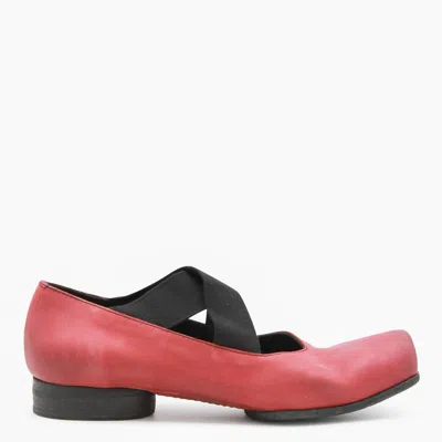 Uma Wang Red And Black Leather Ballet Flats In Red