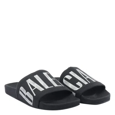 Balenciaga Slide Sandals With Flat Sole And Open Toe In Black