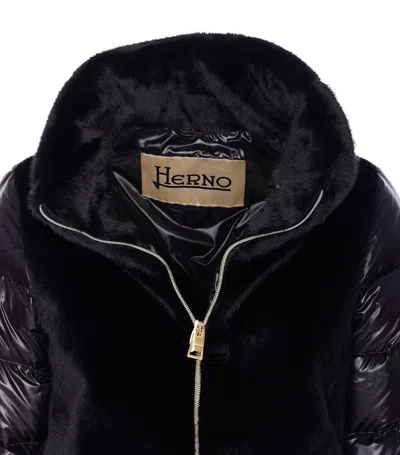 Herno Faux Fur-inserts Ultralight Padded Jacket Clothing In Black