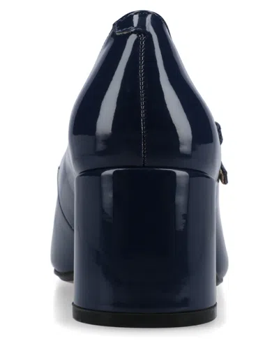 Journee Collection Okenna Womens Square Closed Toe Block Heel Pumps In Blue