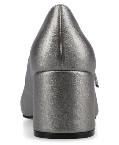 Journee Collection Okenna Womens Square Closed Toe Block Heel Pumps In Silver