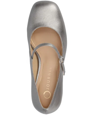 Journee Collection Okenna Womens Square Closed Toe Block Heel Pumps In Silver