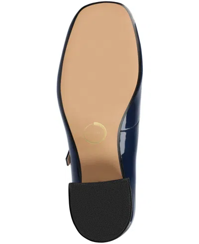 Journee Collection Okenna Womens Square Closed Toe Block Heel Pumps In Blue
