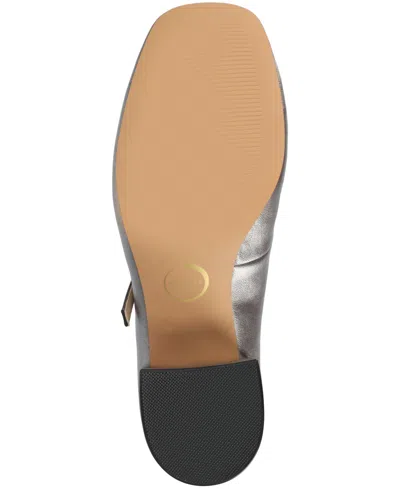 Journee Collection Okenna Womens Square Closed Toe Block Heel Pumps In Silver