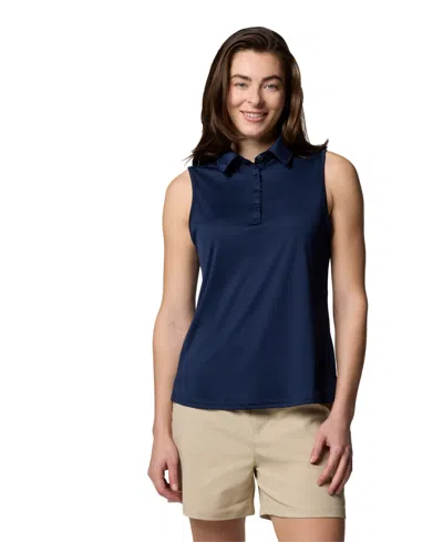 Columbia Women's Cedar Coast Sleeveless Polo Top In Blue