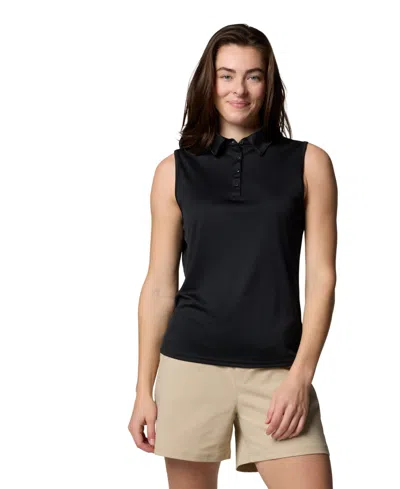Columbia Women's Cedar Coast Sleeveless Polo Top In Black