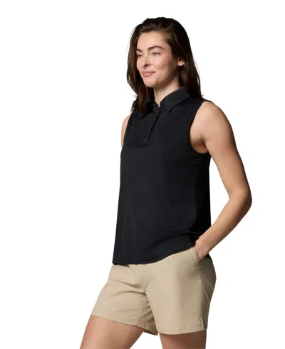 Columbia Women's Cedar Coast Sleeveless Polo Top In Black