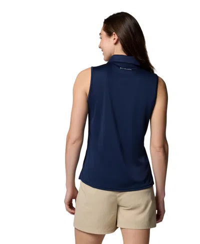 Columbia Women's Cedar Coast Sleeveless Polo Top In Blue