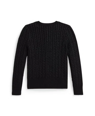 Polo Ralph Lauren Toddler And Little Girls Metallic Cable Cotton-blend Cardigan Sweater In Black