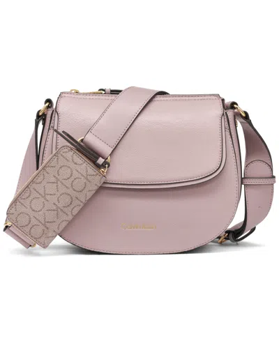 Calvin Klein Bella Adjustable Crossbody With Signature Zippered Pouch In Pink