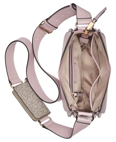Calvin Klein Bella Adjustable Crossbody With Signature Zippered Pouch In Pink