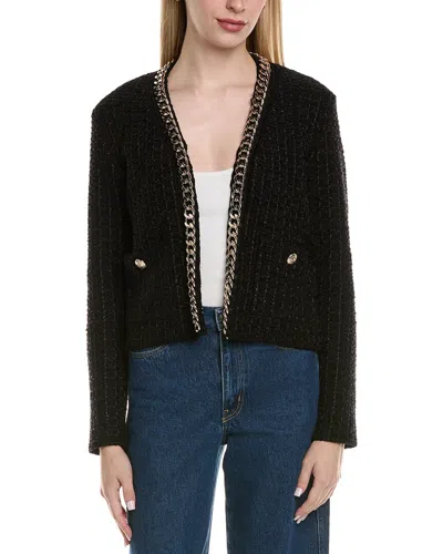 Elie Tahari The Trista Chain Wool-blend Cardigan In Black