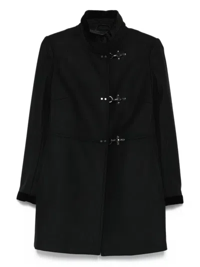 Fay Short Tailored Coat With Metal Toggle Closures In Black