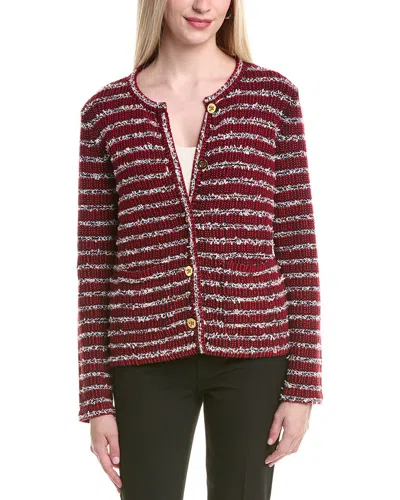 St John St. John Multi Novelty Knit Wool-blend Jacket In Red