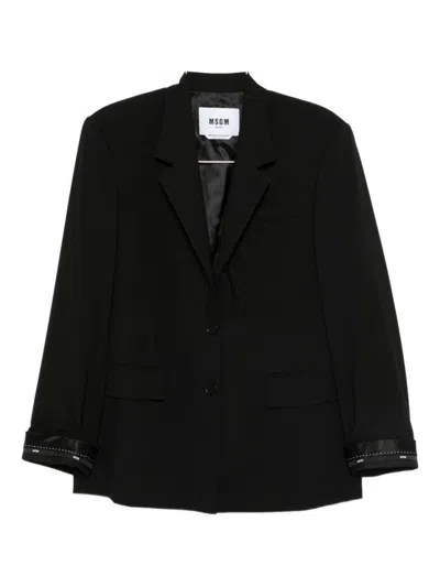 Msgm Single Breasted Long Sleeved Jacket In Black