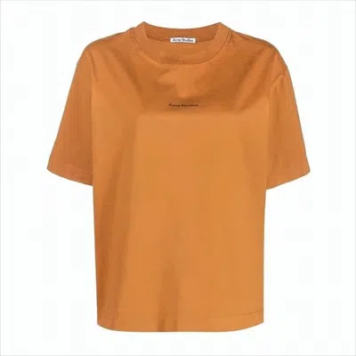 Acne Studios Relaxed Fit Orange Cotton T-shirt With Subtle Logo In Orange
