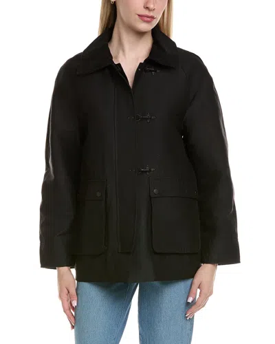 Tahari Women's Collared Canvas Barn Jacket In Black