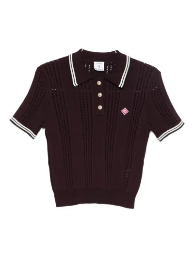 Casablanca Cotton Knit Polo Shirt In Brown