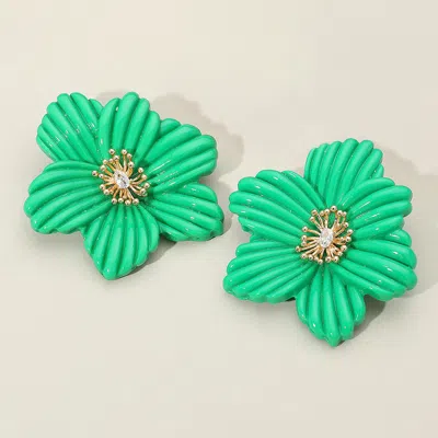 Fashnzfab Oversized Resin Flower Earrings - Green In Green