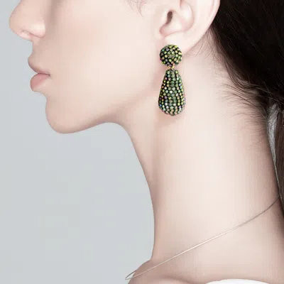 Fashnzfab Rhinestone Teardrop Dangle Evening Earrings - Vitrail Medium In Metallic