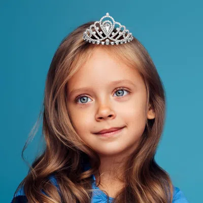 Fashnzfab Teardrop Stone Cluster Pointed Rhinestone Paved Princess Tiara In Multi