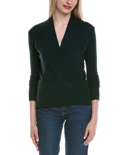 Sofiacashmere Modern Faux Wrap Wool & Cashmere-blend Sweater In Green